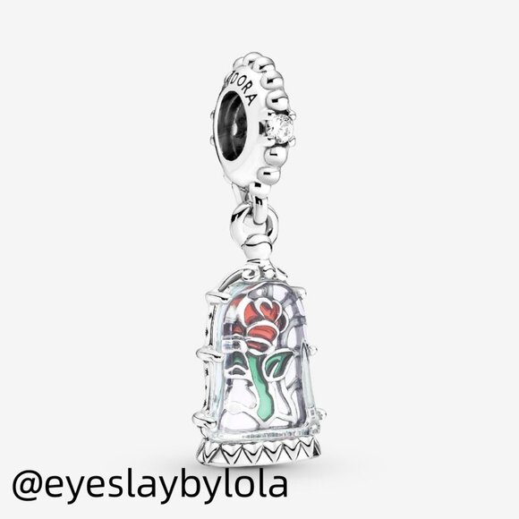 Pandora Disney Beauty and the Beast Enchanted Rose Dangle Charm - Picture 1 of 6